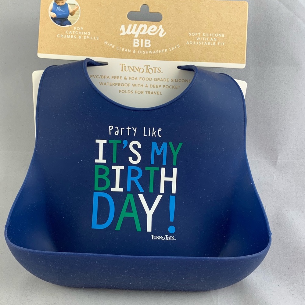 🔥NEW Silicon deep pockets PVC/PBA free bday bib
